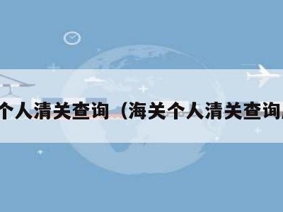 海关个人清关查询（海关个人清关查询广州）