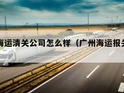 广州海运清关公司怎么样（广州海运报关公司）