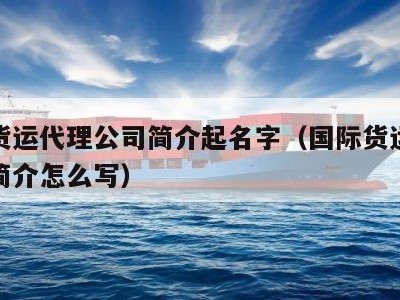 国际货运代理公司简介起名字（国际货运代理公司简介怎么写）