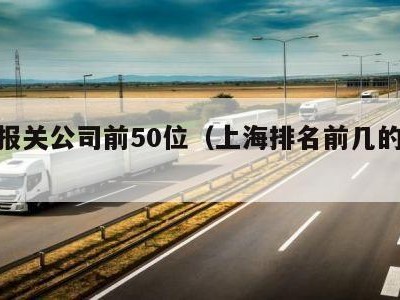 上海报关公司前50位（上海排名前几的报关行）